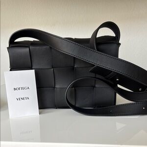 Bottega Veneta Black Woven Leather Crossbody Bag